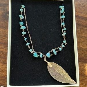 Tortoise layered leaf necklace